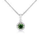 .925 Sterling Silver 3/4 Cttw Treated Blue Diamond Solitaire 18" Milgrain Pendant Necklace (Blue Color, I1-I2 Clarity)