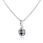 .925 Sterling Silver 3/4 Cttw Treated Blue Diamond Solitaire 18" Milgrain Pendant Necklace (Blue Color, I1-I2 Clarity)