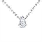 AGS Certified 14K White Gold 1/2 Carat Total Weight Diamond Pear 18" Pendant Necklace (H-I Color, VS2-SI1 Clarity)