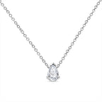 AGS Certified 14K White Gold 1/2 Carat Total Weight Diamond Pear 18" Pendant Necklace (H-I Color, VS2-SI1 Clarity)