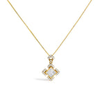 10K Yellow Gold 3/8 Cttw Princess Diamond Geometric Pendant Necklace