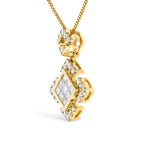 10K Yellow Gold 3/8 Cttw Princess Diamond Geometric Pendant Necklace