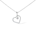 925 Sterling Silver 1/3ct TDW Diamond Heart Pendant Necklace