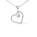 925 Sterling Silver 1/3ct TDW Diamond Heart Pendant Necklace