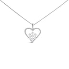 925 Sterling Silver 1/10ct TDW Diamond Heart Pendant Necklace 18"