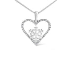 925 Sterling Silver 1/10ct TDW Diamond Heart Pendant Necklace 18"