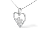 925 Sterling Silver 1/10ct TDW Diamond Heart Pendant Necklace 18"