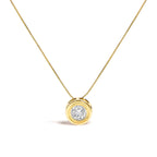 14K Yellow Gold 1 3/8 Carat Total Weight Bezel Set Round Diamond Solitaire Pendant Necklace