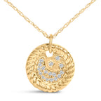 10K Yellow Gold Diamond Accent Crescent Moon Pendant Necklace