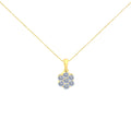 14K Yellow Gold 1.00 Carat Total Weight Brilliant Round-Cut Diamond 7 Stone Floral Cluster 18" Pendant Necklace (H-I Color, SI2-I1 Clarity)