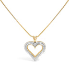 .925 Sterling Silver 1.00 Cttw Diamond Heart 18" Pendant Necklace (I-J Color, I2-I3 Clarity)