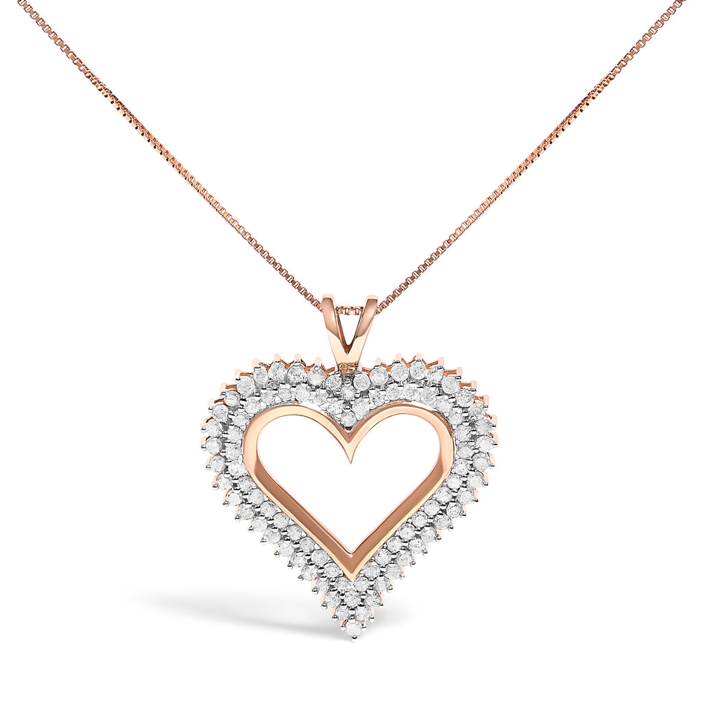 .925 Sterling Silver 1.00 Cttw Diamond Heart 18" Pendant Necklace (I-J Color, I2-I3 Clarity)