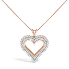 .925 Sterling Silver 1.00 Cttw Diamond Heart 18" Pendant Necklace (I-J Color, I2-I3 Clarity)