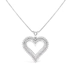 .925 Sterling Silver 1.00 Cttw Diamond Heart 18" Pendant Necklace (I-J Color, I2-I3 Clarity)