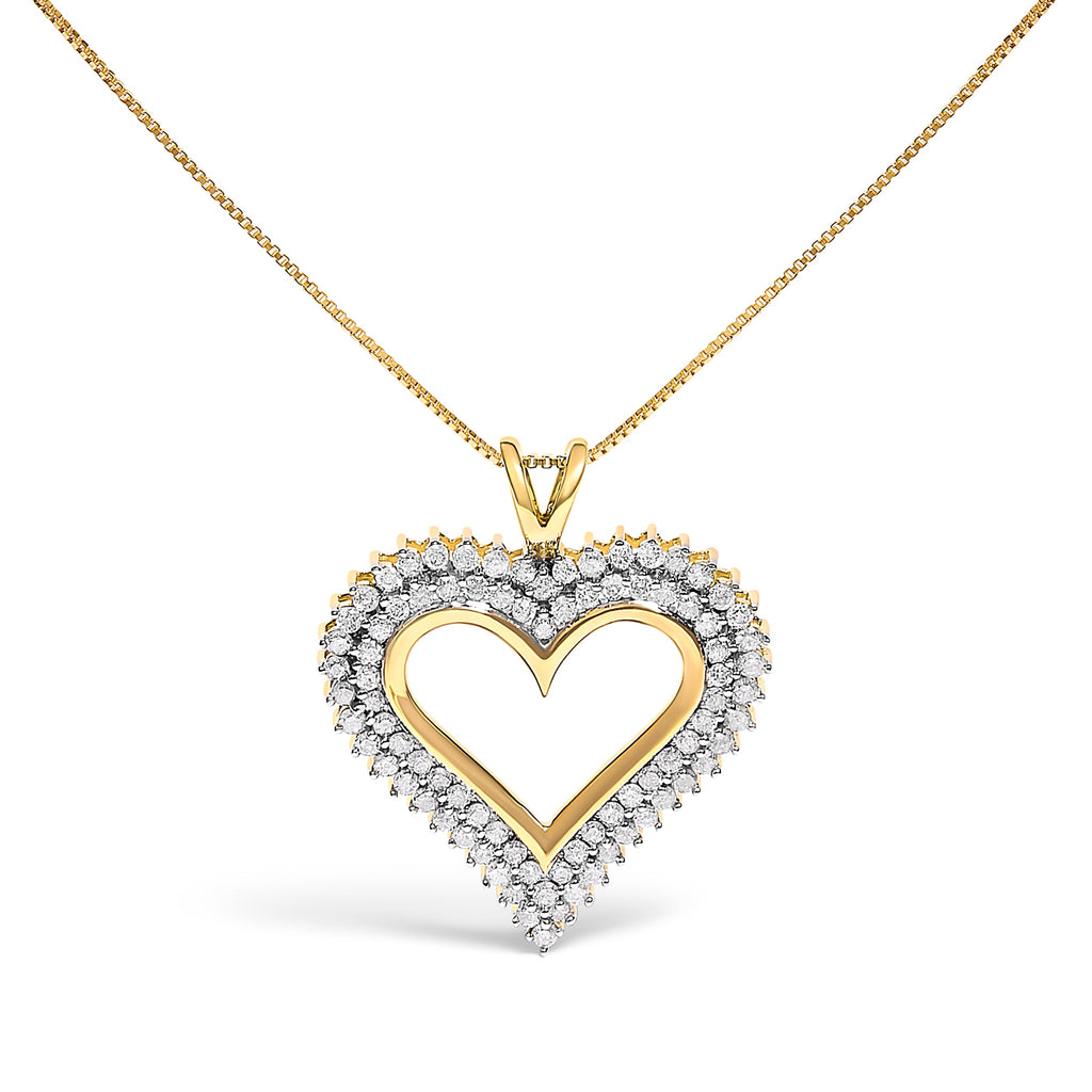 .925 Sterling Silver 1.00 Cttw Diamond Heart 18" Pendant Necklace (I-J Color, I2-I3 Clarity)