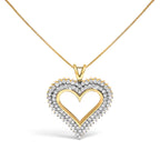 .925 Sterling Silver 1.00 Cttw Diamond Heart 18" Pendant Necklace (I-J Color, I2-I3 Clarity)