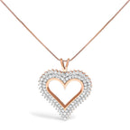 .925 Sterling Silver 1.00 Cttw Diamond Heart 18" Pendant Necklace (I-J Color, I2-I3 Clarity)