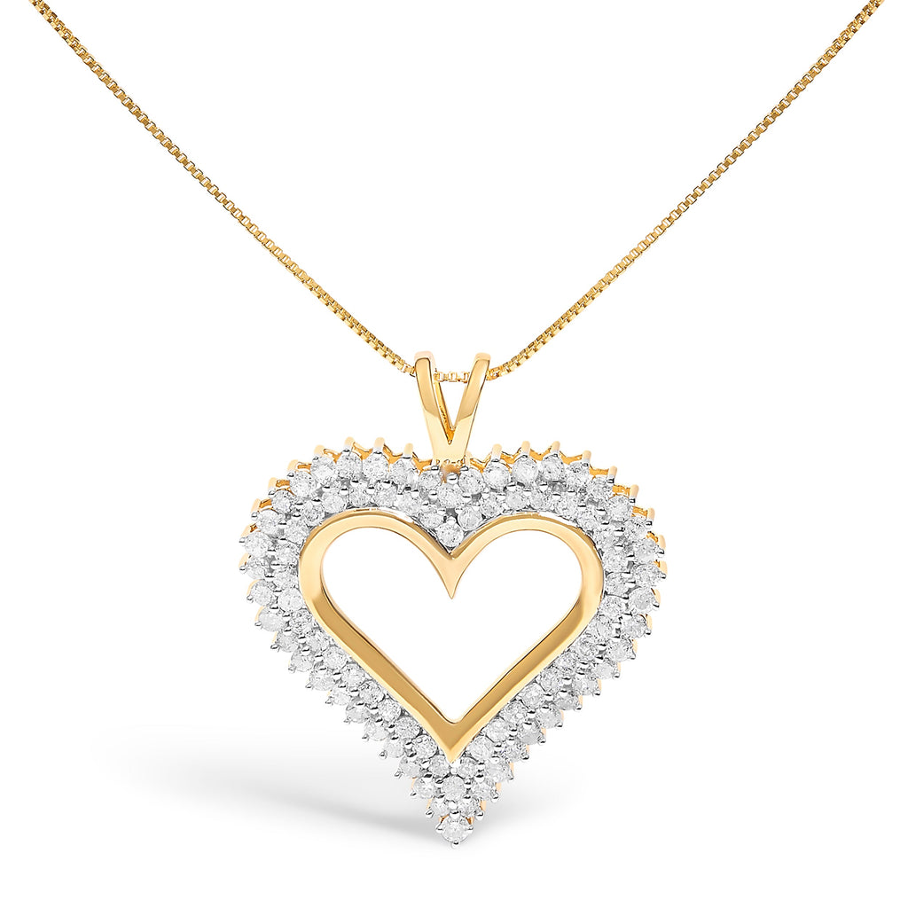 .925 Sterling Silver 1.00 Cttw Diamond Heart 18" Pendant Necklace (I-J Color, I2-I3 Clarity)