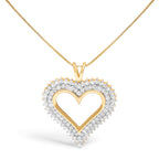 .925 Sterling Silver 1.00 Cttw Diamond Heart 18" Pendant Necklace (I-J Color, I2-I3 Clarity)