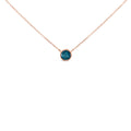14K Rose Gold 2.0 Cttw Bezel Set Blue Diamond Solitaire Pendant Necklace - 18" Inches