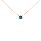 14K Rose Gold 2.0 Cttw Bezel Set Blue Diamond Solitaire Pendant Necklace  - 18" Inches