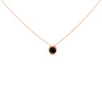 14K Rose Gold 3 1/2 Cttw Bezel-Set Black Round Diamond Solitaire Pendant Necklace (Black Color, I2-I3 Clarity) - 18"