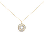 14K Yellow Gold Plated Sterling Silver 1 1/6 Cttw Diamond Sunburst Medallion Pendant Necklace