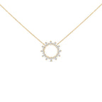14K Yellow Gold Plated Sterling Silver 3/4 Cttw Diamond Starburst Pendant Necklace