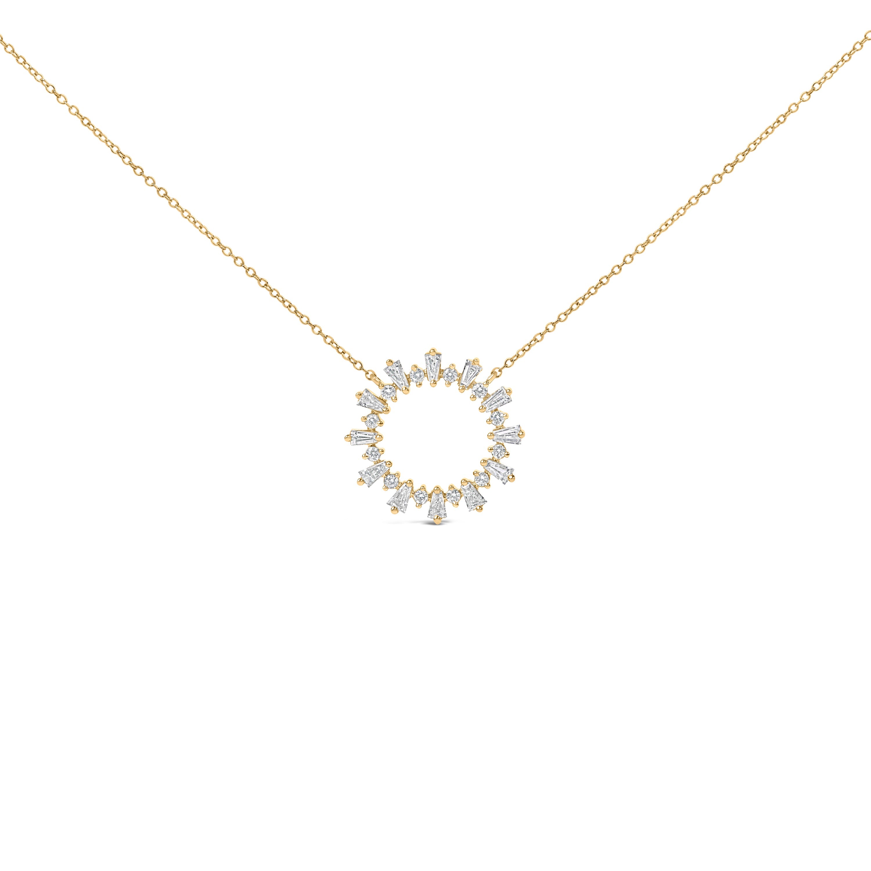 14K Yellow Gold Plated Sterling Silver 3/4 Cttw Diamond Starburst Pendant Necklace