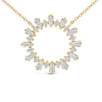 14K Yellow Gold Plated Sterling Silver 3/4 Cttw Diamond Starburst Pendant Necklace