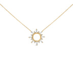 14K Yellow Gold Plated Sterling Silver 5/8 Cttw Diamond Open Starburst Pendant Necklace