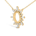 14K Yellow Gold Plated Sterling Silver 5/8 Cttw Diamond Open Starburst Pendant Necklace