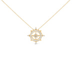 14K Yellow Gold Plated Sterling Silver 1.0 Cttw Diamond Compass Pendant Necklace