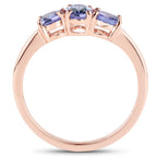 18K Rose Gold Plated 0.90 Carat Genuine Tanzanite .925 Sterling Silver Ring