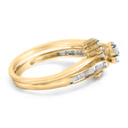 14K Yellow Gold Plated Sterling Silver 1/2 Carat Total Weight Diamond Cluster Spiral Bridal Set