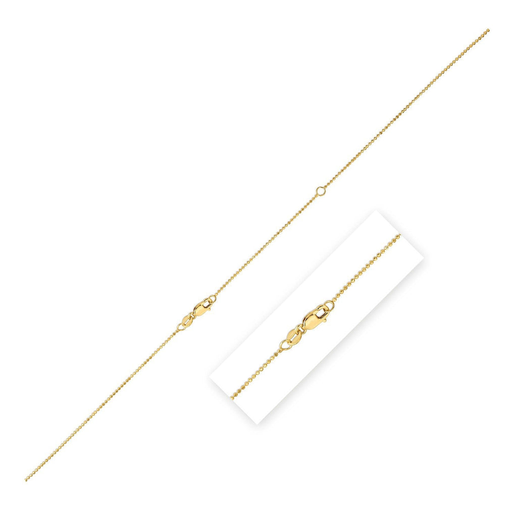 14k Yellow Gold Double Extendable Bead Chain (1.00 mm)