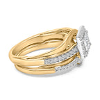 14K Yellow Gold Plated Sterling Silver 1/2 Carat Total Weight Princess Square Diamond Bridal Set