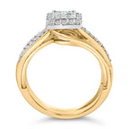 14K Yellow Gold Plated Sterling Silver 1/2 Carat Total Weight Princess Square Diamond Bridal Set