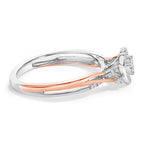 14K Rose Gold Plated Sterling Silver 1/10 Carat Total Weight Diamond Heart Motif Ring