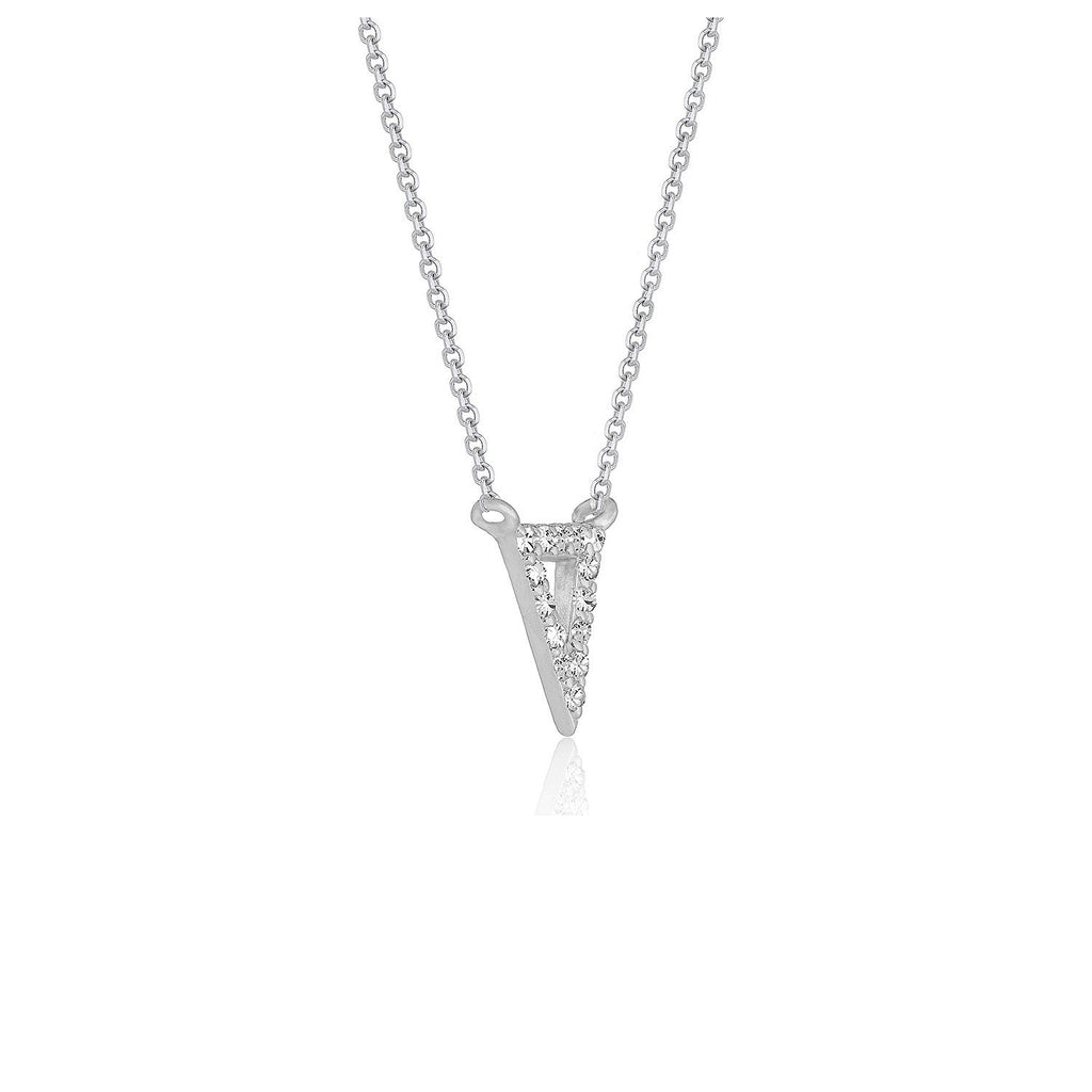 Colgante en forma de triángulo invertido con diamante, en oro blanco de 14k
