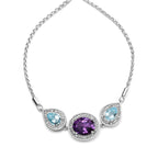 .925 Sterling Silver Oval Amethyst and Pear Blue Topaz with Diamond Accent Lariat 4â€-10â€ Adjustable Bolo Bracelet (H-I Color, SI1-SI2 Clarity)