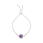 .925 Sterling Silver 10mm Cushion Cut Amethyst Gemstone and Diamond Accent Lariat 4â€-10â€ Adjustable Bolo Bracelet (H-I Color, SI1-SI2 Clarity)
