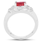 1.37 Carat Genuine Pink Topaz and White Cubic Zirconia .925 Sterling Silver Ring