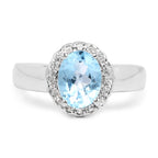 2.58 Carat Genuine Blue Topaz and White Topaz .925 Sterling Silver Ring