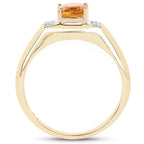 14K Yellow Gold Plated 1.36 Carat Genuine Citrine & White Topaz .925 Sterling Silver Ring