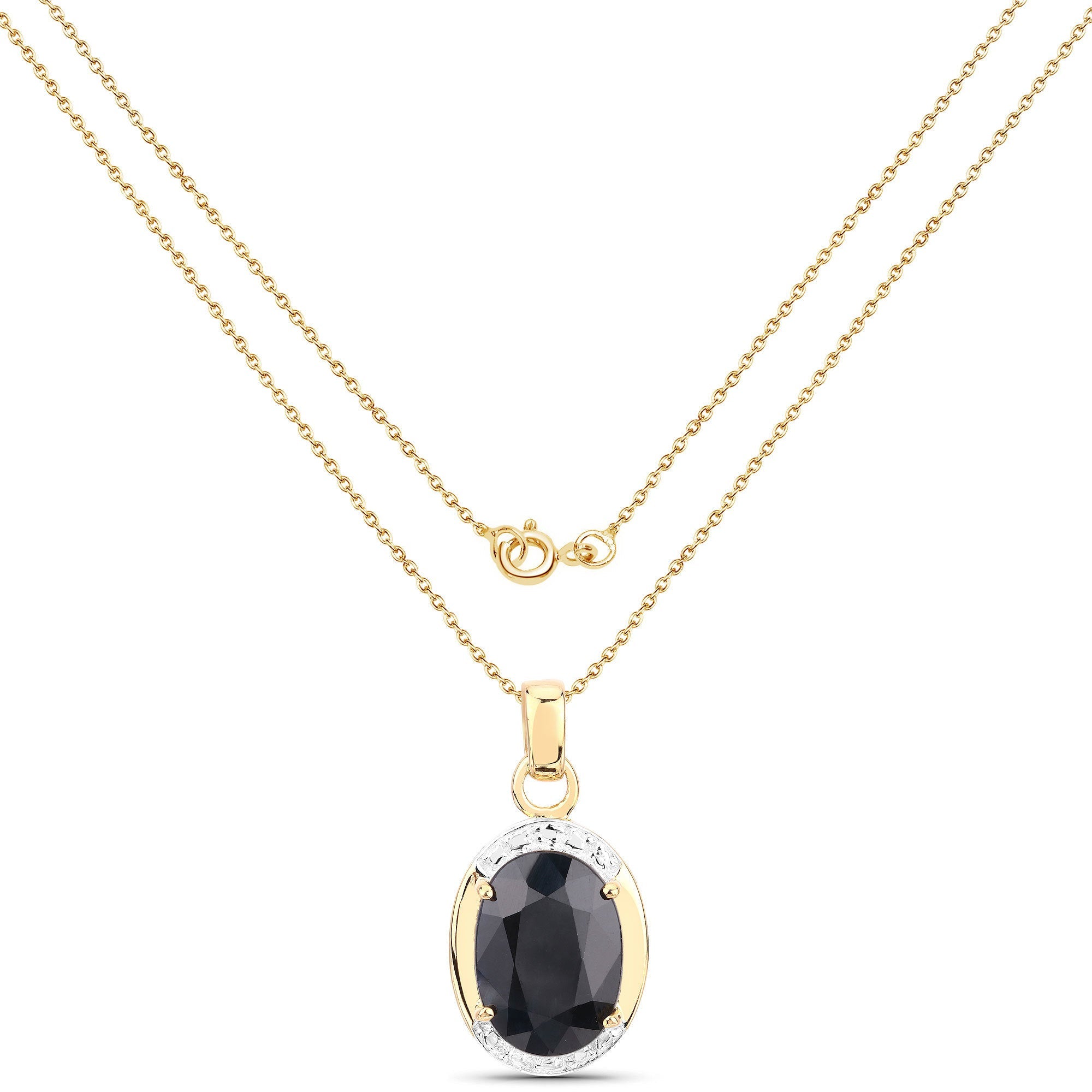 7.50 Carat Genuine Black Sapphire .925 Sterling Silver Pendant