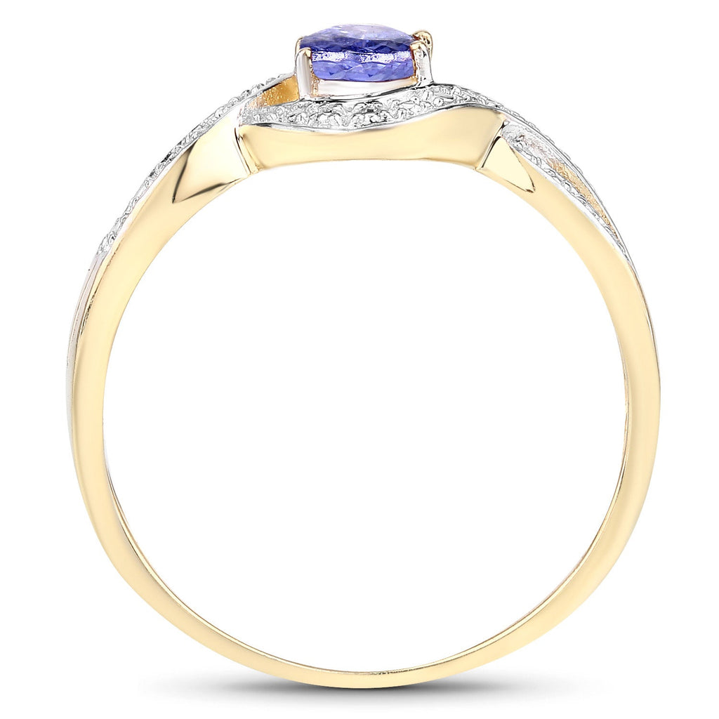0.75 Carat Genuine Tanzanite .925 Sterling Silver Ring