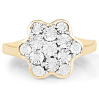14K Yellow Gold Plated 0.07 Carat Genuine White Diamond .925 Sterling Silver Ring