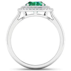 1.97 Carat Genuine Zambian Emerald and White Diamond 14K White Gold Ring