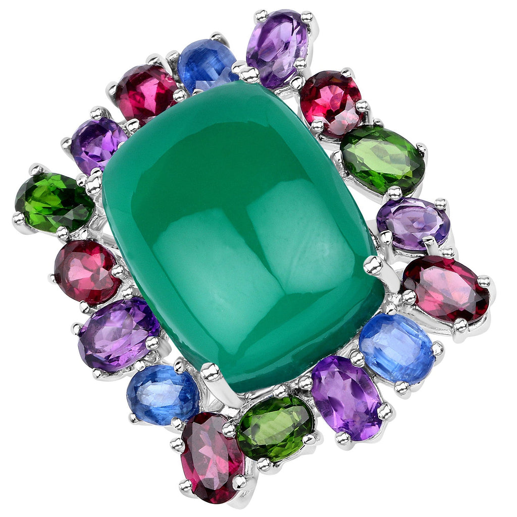 26.67 Carat Genuine Multi-Stone .925 Sterling Silver Ring